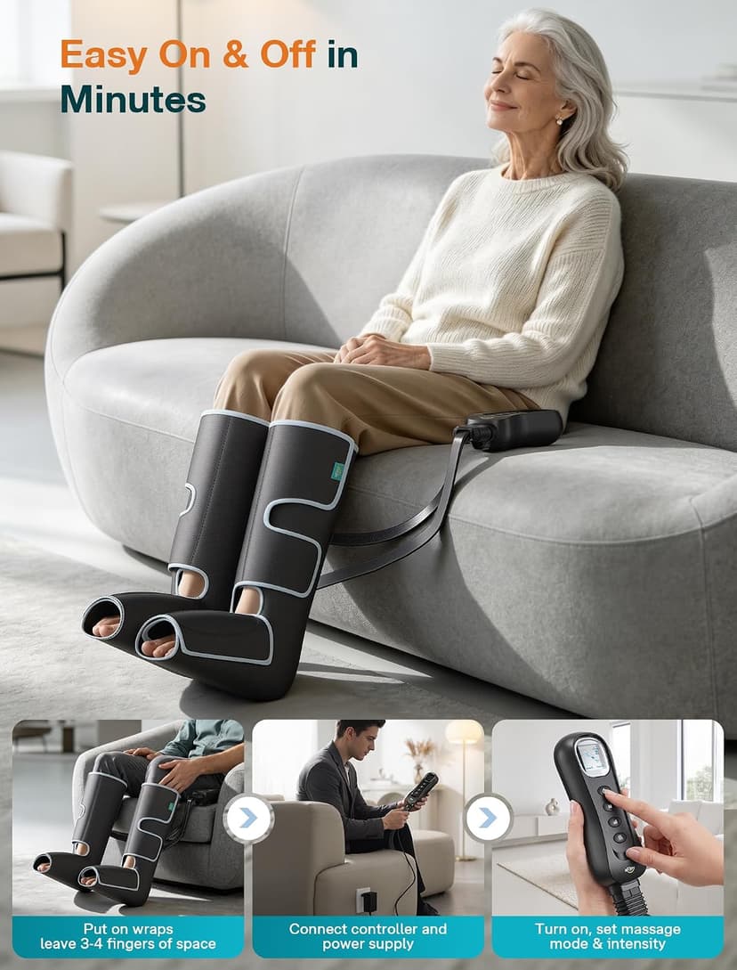 Leg Massager with Heat and Compression Helpful for Vericose Veins, Fatigue, Cramps, Swelling, Edema ALLJOY Leg Massager for Circulation and Pain Relief FSA,Gifts for Men Women B0DH1GWKJ6
