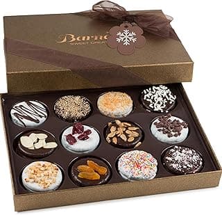 Barnetts Christmas Holiday Thanksgiving Gift Basket, 12 Chocolate Covered Cookies, Gourmet Candy Box Baskets for Prime Food Delivery, Gifts for Dad, Husband, Grandfather, Brother, Son, Father