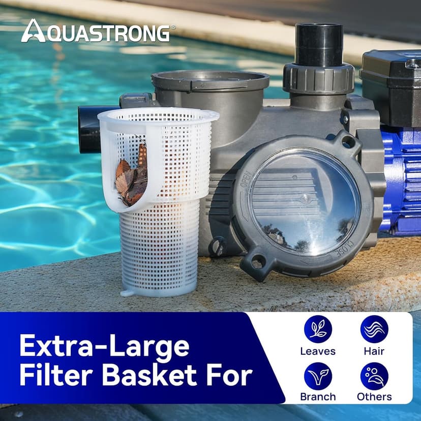 AQUASTRONG In/Above Ground Pool Pump, High Flow (Dual Speed with Timer, 2HP, 115V, 5186 GPH)