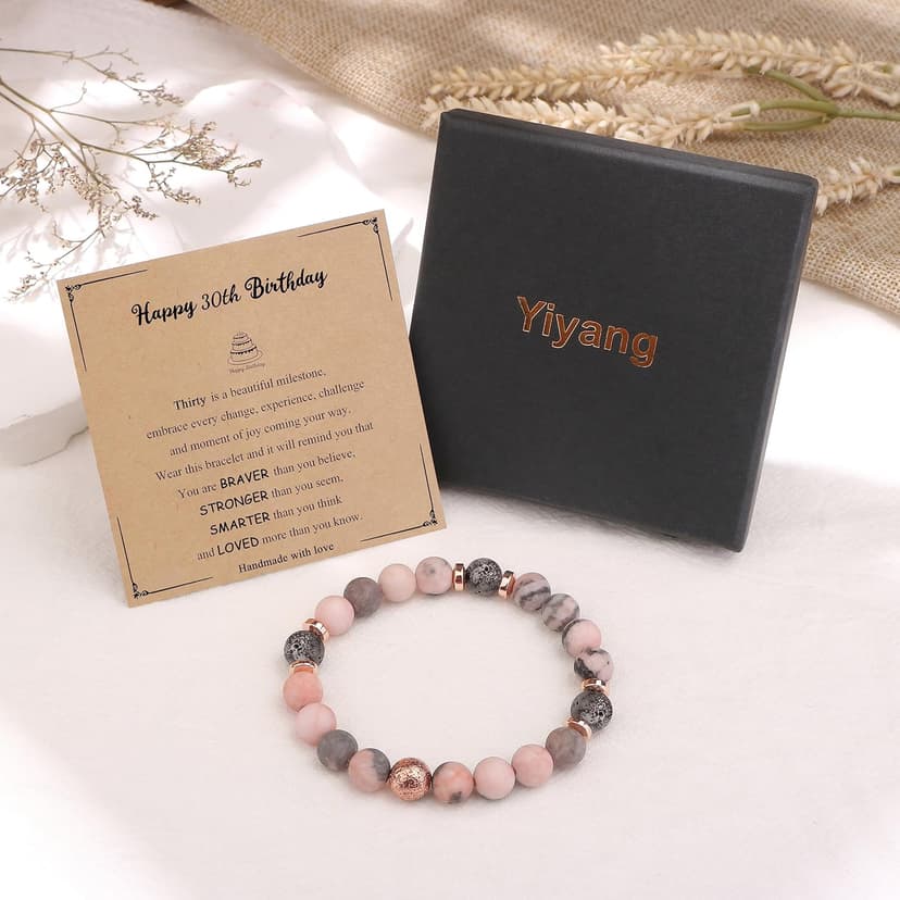 Yiyang 13th 16th 18th 21st 25th 30th 35th 40th 45th 50th 60th 65th 70th 75th 80th Birthday Gifts for Women, Natural Stone Bracelet Birthday Gifts for Women Mom Daughter Grandma Sister Coworker