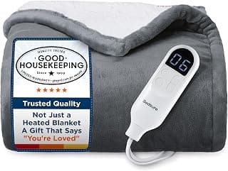 Bedsure Heated Blanket Throw Blanket - Fast Heating Electric Blanket, GentleSoft Flannel Heated Throw with 4 Time Settings, 6 Heating Settings, Warm Gifts for Grandma (50x60 inches, Grey)