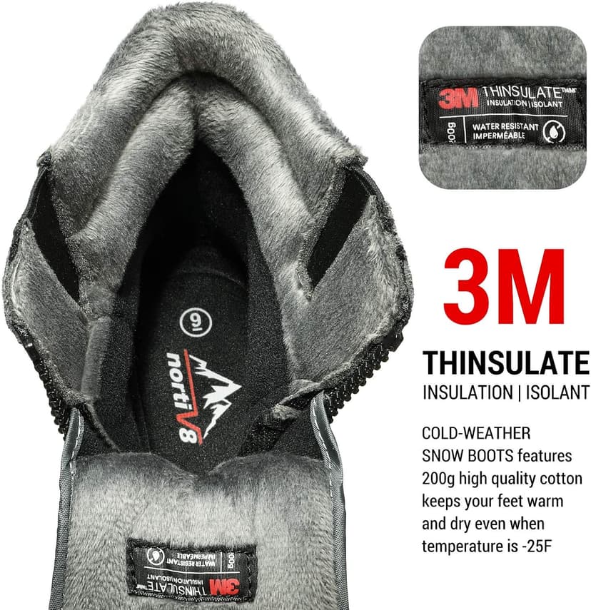 NORTIV 8 Men's Insulated Waterproof Winter Snow Boots Warm Outdoor Boots for Cold Weather