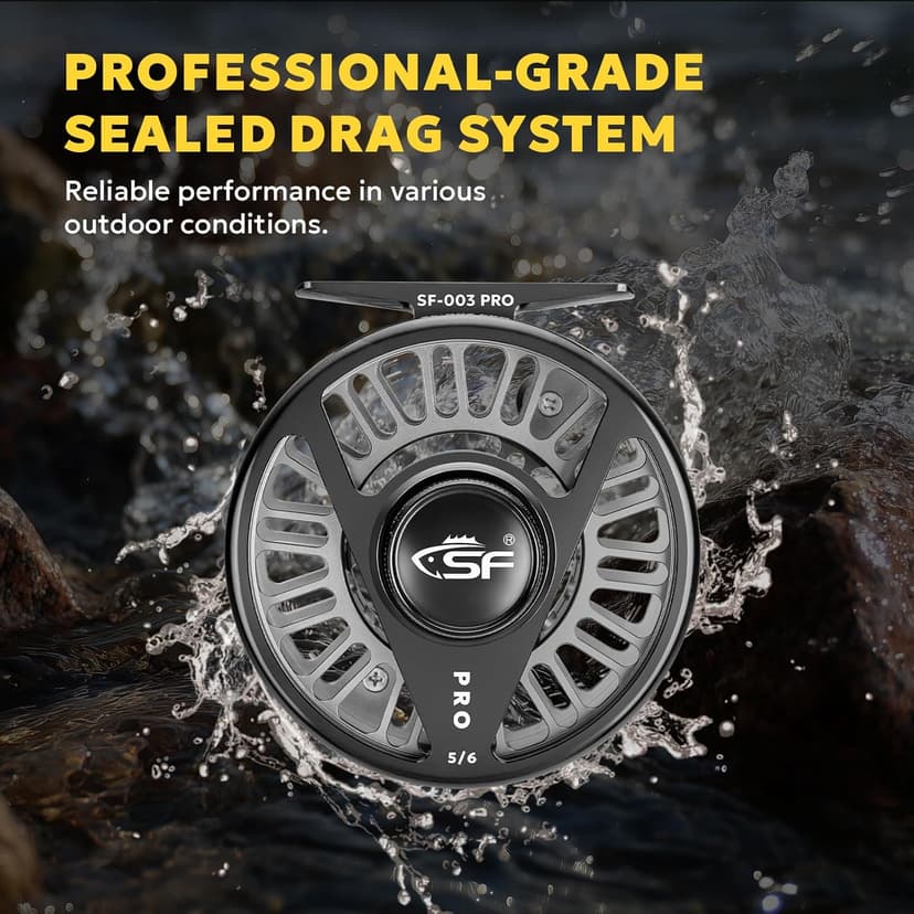SF SF-003 Pro Fly Fishing Reel for Freshwater,CNC Precision Machining Process,Mid Arbor Design,Smooth Drag System,Lightweight Aluminum Body