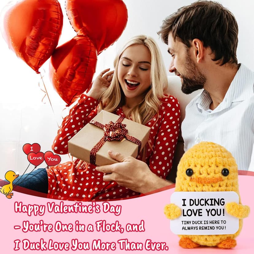 MBL Anniversary for Men Women Her - Funny Small Cute Crochet Duck Gifts for Women Men Wife Husband Girlfriend Boyfriend Fiance Couple Lover Him Birthday Wedding Christmas Stocking Stuffers Present