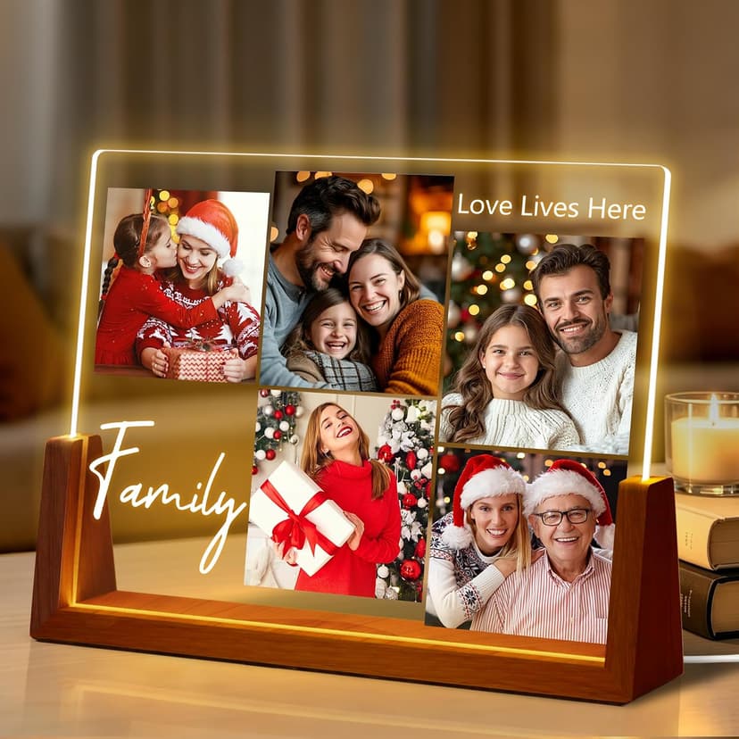 Personalized Photo Frame Gifts for Grandma Grandpa Wife Kids Baby Her Him on Christmas Birthday Mothers Fathers Day Custom Family Picture Frame, Christmas Family Gifts for Women Men Mom Dad B0HGY9689D