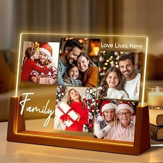 Personalized Photo Frame Gifts for Grandma Grandpa Wife Kids Baby Her Him on Christmas Birthday Mothers Fathers Day Custom Family Picture Frame, Christmas Family Gifts for Women Men Mom Dad B0HGY9689D