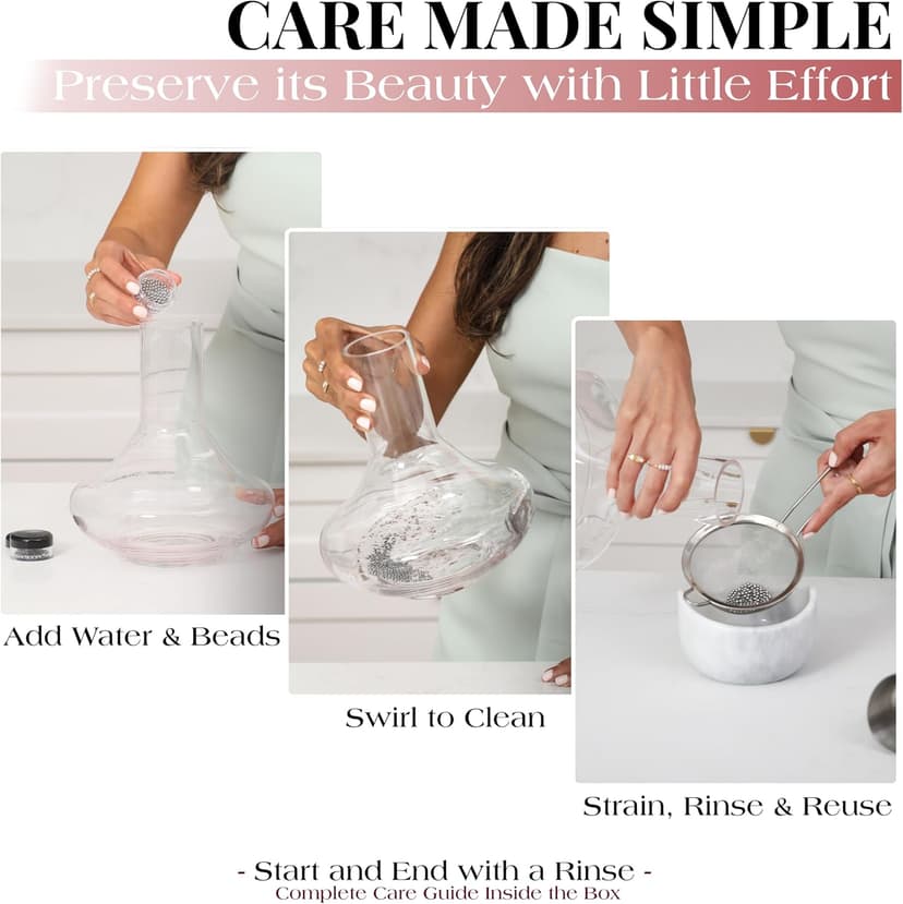 Gusto Nostro Crystal Wine Decanter with Aerator Pourer - Premium Hand-blown Lead-free Glass Wine Decanter Set for Red Wines - Carafe with Lid Filter for Smooth Pouring - Stainless Steel Spout Included