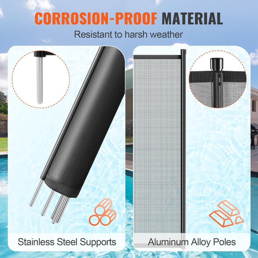 VEVOR Pool Fence, 4 x 108 FT Pool Fences for Inground Pools, Removable Safety Pool Fencing, Easy DIY Installation Swimming Pool Fence, 340gms Teslin PVC Pool Fence Mesh Protects Kids and Pets