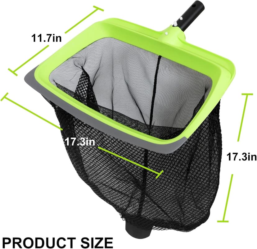 Sepetrel Swimming Pool Leaf Skimmer Net,Rubber Lip & Reinforced Frame Double-Layer Deep Rake(NO Pole)