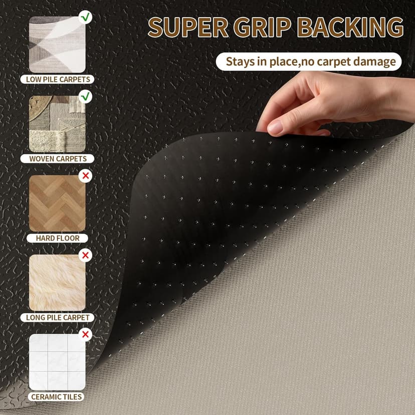 Office Chair Mat for Carpet 48”x 60”, Heavy Duty Desk Chair Mat for Low Pile Carpet with Cleats, Black Plastic Floor Mat for Gaming Chair, Smooth Rolling Carpet Chair Mat Protector