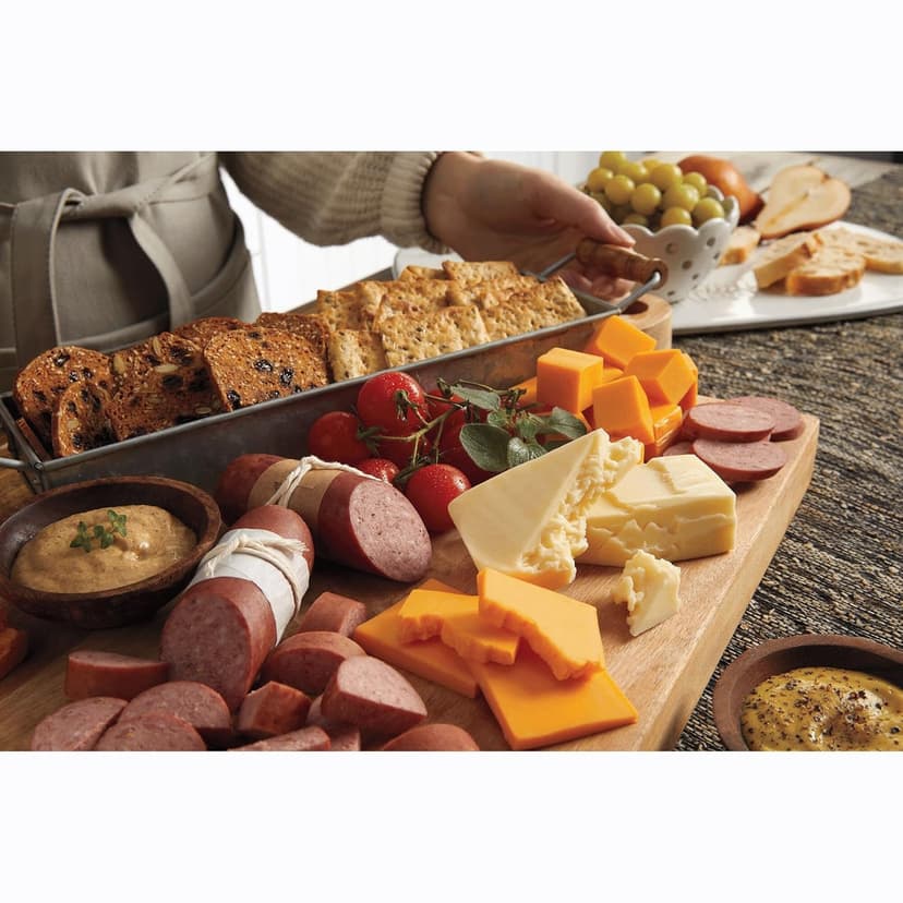 The Wisconsin Cheeseman Meat and Cheese Combo - Featuring Italian, Original and Garlic Summer Sausages, Colby, Brick, Sharp Cheddar, and Monterey Charcuterie Boards, Charcuterie Gift Basket Set