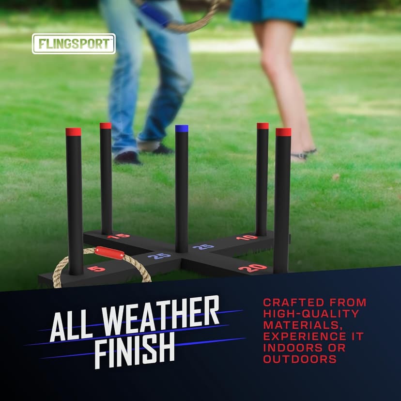 FLINGSPORT Ring Toss Game, Incl. 6 Rings, Case, Gifts for Kids, Outdoor Yard Games for Kids Adults & Family, Backyard Party Activities, Gifts for Teens, Boys & Girls Ages 8-12+ Years Old