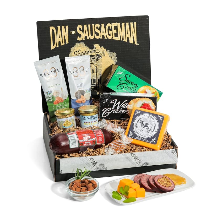 Dan the Sausageman Yukon Gift Basket - Gourmet Smoked Beef Summer Sausages, Cheese & Snacks for Easy Gifting | Perfect for Father's Day, Holidays & Any Occasion, 10-Item