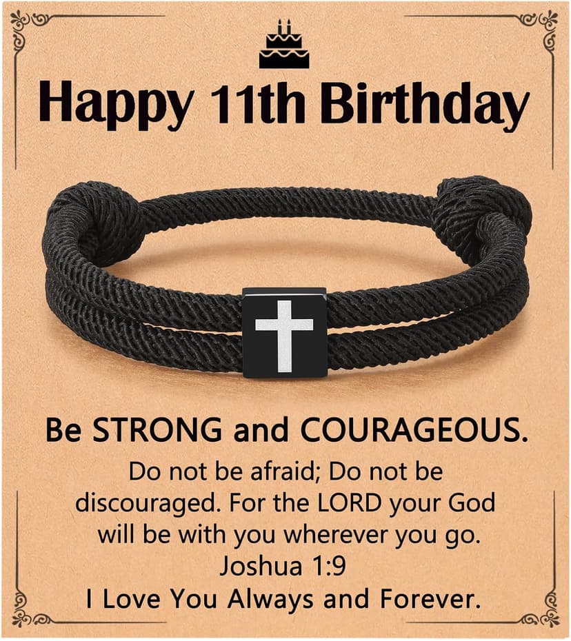 UNGENT THEM Cross Bracelet Happy 8-16th Birthday Gifts for Him Son Grandson Nephew