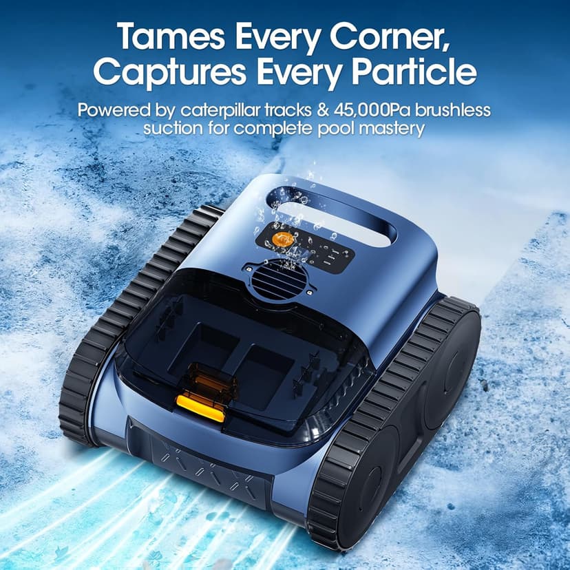 Cordless Robotic Pool Vacuum with Smarter Navigation & Track Drive, Dual 180W Brushless Motors, Wall & Waterline Climbing, 150-Min Runtime, for Inground & Above-Ground Pools up to 2,150 Sq. Ft.