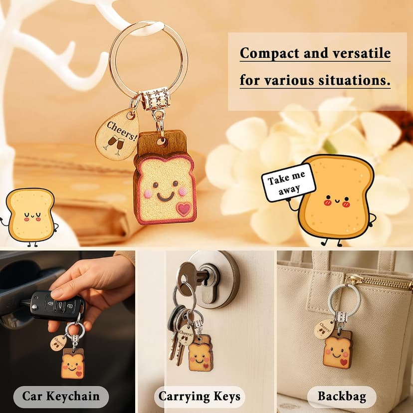 Next Chapter, New Home, Engagement, New Job, PBJ, 18 21 Birth, Loaf You, Thank You, Graduation Gifts, Couple, Friend, Retired PEALICIOUS Toast Keychain for Girls New Beginnings Congratulations Gifts B0FNQZ19F5