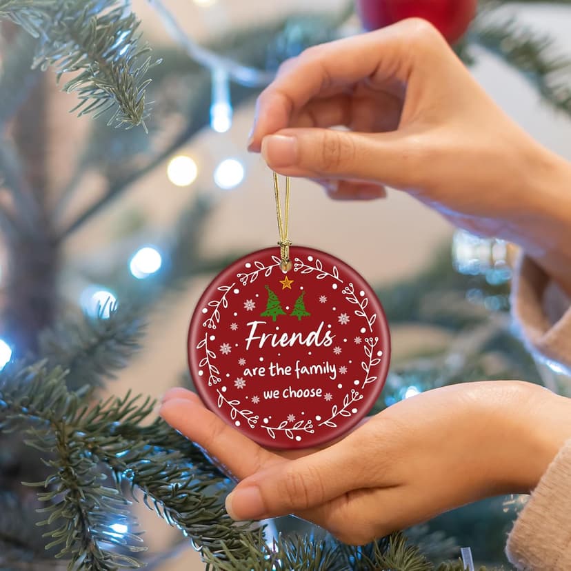 GGEB Friend Christmas Ornaments Gifts for Women Men - 3" Ceramic Christmas Tree Friendship Ornaments for Best Friends Coworkers Bestie Sister - Good Friends Birthday Gifts Ideas Xmas Decorations