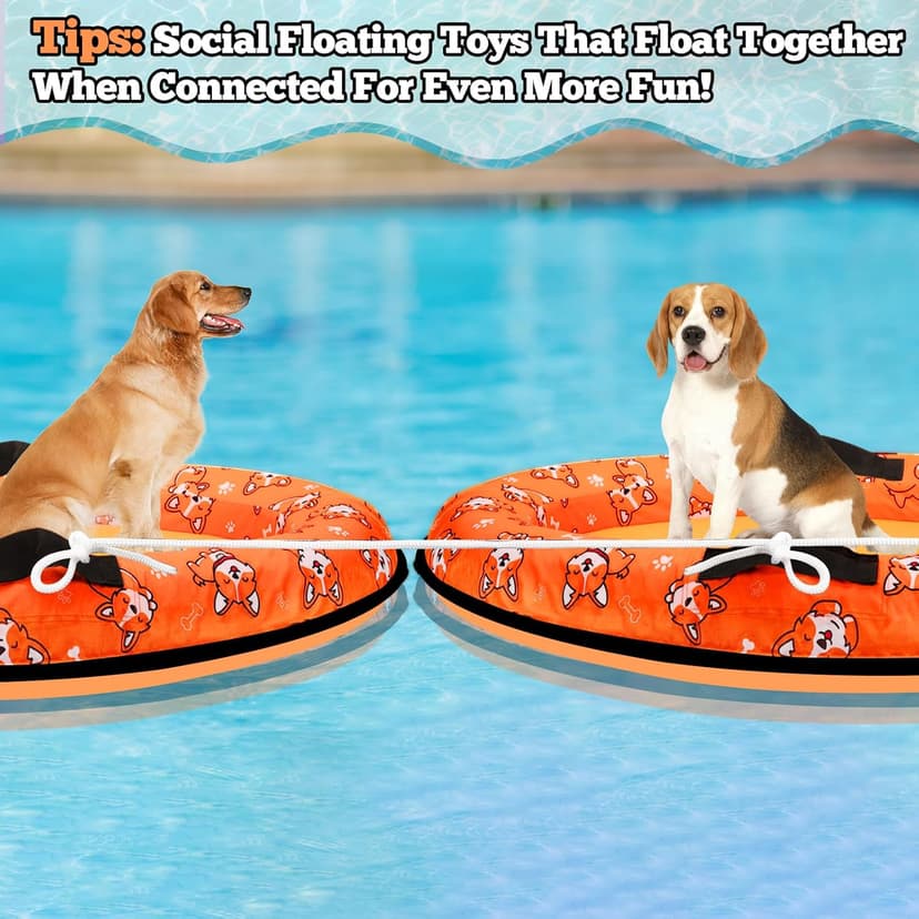 Inflatable Dogs Pool Float with Rope,Puppy Raft Floating Mat,Pet Float for Small Medium Large Dogs Up to 80lb
