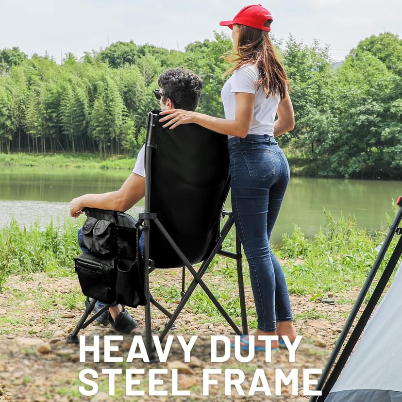 TIMBER RIDGE Oversized Folding Camping Chair High Back Heavy Duty for Adults Support up to 500lbs with Cup Holder, Side Pocket Cooler Bag