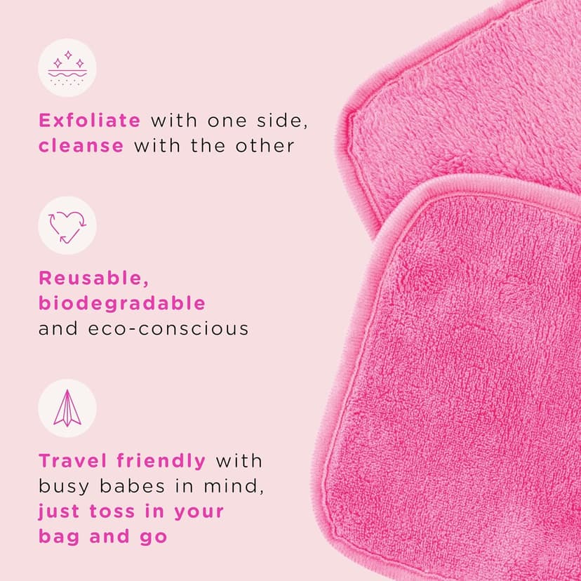 ERASE YOUR FACE Reusable Makeup Remover Cloths - Microfiber Face Towels to Cleanse & Remove Makeup - Water Activated for Sensitive Skin - Multi-Color (4 Count)