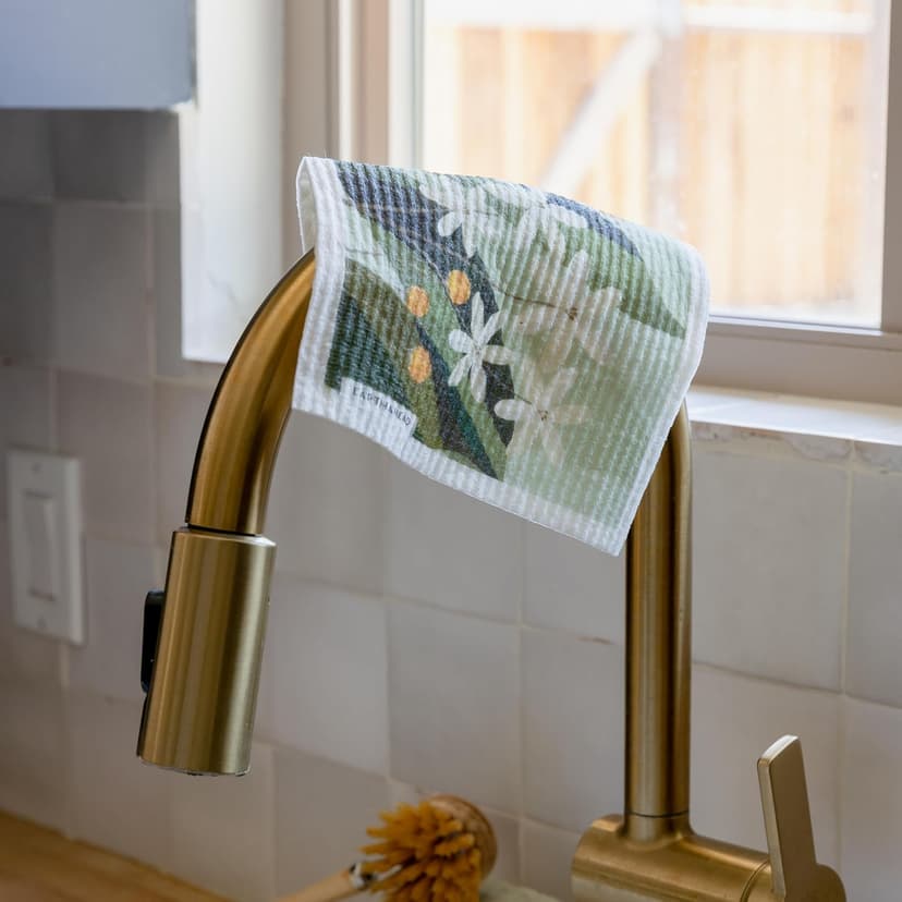 Floral Swedish Dishcloths 6-Pack – Reusable Eco-Friendly Cleaning Cloths in Plantable Packaging, Ultra-Absorbent Kitchen Sponge Cloth Gift Set.