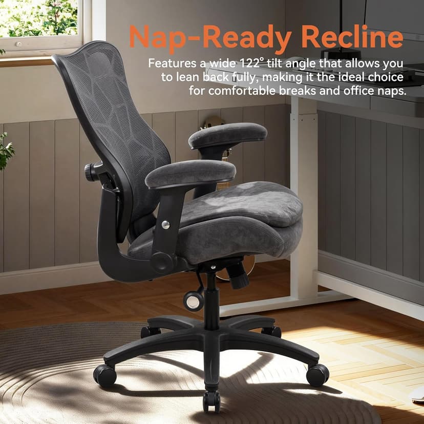 Office Chair 500lbs Big and Tall Ergonomic Mesh Desk Chair Heavy Duty with 24" Extra Wide Seat Adjustable Lumbar Support & Flip-Up Arms for Large Body Types (Dark Gray)