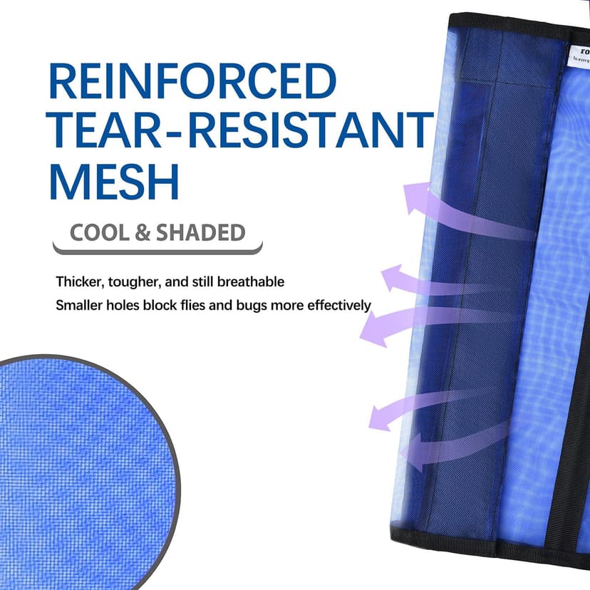 Fornyk Mesh Horse Fly Boots Set of 4, Non-Slip Horse Leggings, Loose Fitting Fly Boots for Horses, Breathable Adjustable Leg Wraps, Reduce Stomping & Stay Up, Not Sag, No Rub