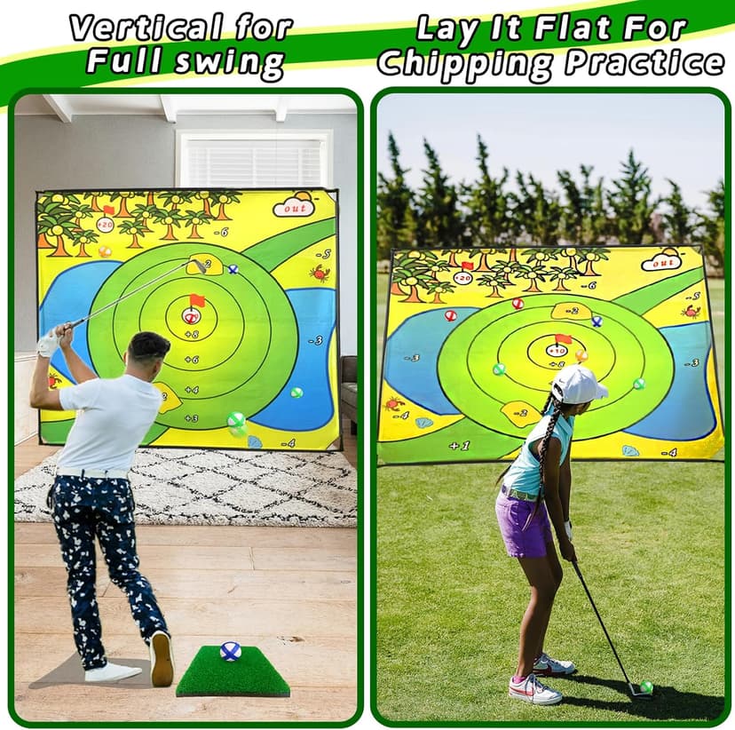 Battle Golf Chipping Game,Upgrade 80”x80” Large Chipping Mat,Play Outdoor Sticky Golf for Adults,Unique Multiplayer Indoor Outdoor Friends Family Yard Target Game