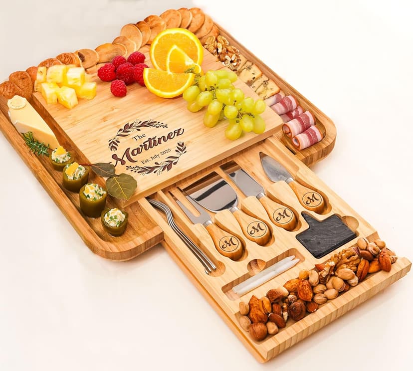 Personalized Charcuterie Board Gift Set, Christmas, Engagement - Wedding Gifts for Couples 2025, Custom Cheese Boards Gifts, Bridal Shower Gifts for Bride, Housewarming Gifts New Home for Women