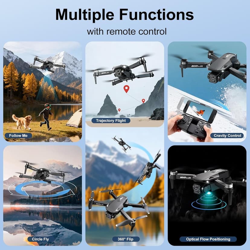 4K Drones with Camera for Adults,Foldable Drone for Beginners with 3 Batteries 36-Min Flight Time,HD FPV Transmission Drone,Mini RC Quadcopter with Gesture Selfie,One Key Start,Altitude Hold,3D Flips,3 Speed Modes Easier to use,Black