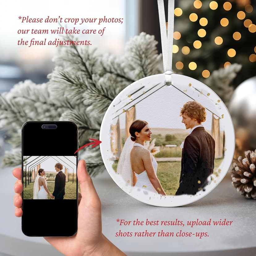 Personalized Our First Christmas as Mr and Mrs Double-Sided Ornament 2025, Custom Photo Ceramic Ornament, First Christmas Married Keepsake, Wedding Gift for Newlywed Couple