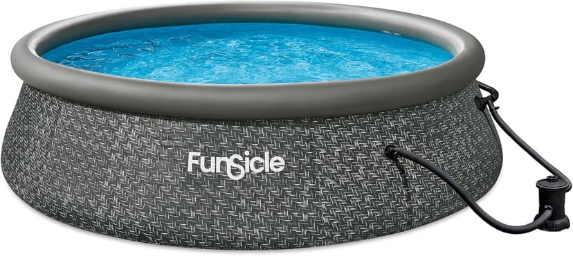 Funsicle Quickset 12ft x 36in Round Inflatable Above Ground Swimming Pool with Filter Pump – Easy Setup with Top Ring Design