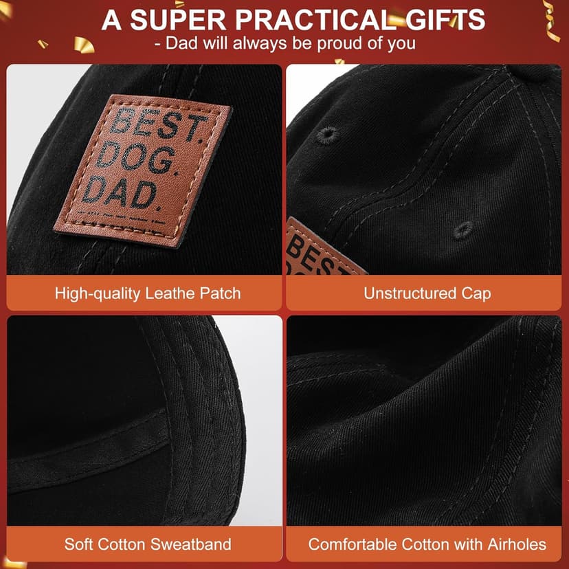 Best Dog Dad Gifts Hat, Fathers Day Birthday Gifts for Dad Baseball Cap Black