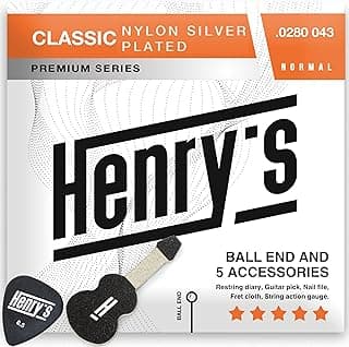 Classical Nylon Guitar Strings with Ball End - Fast&Easy Restring - Special Non-Slip Pick & 5 Accessories Inside - Silver Nylon Guitar Strings Classical Guitar - Cuerdas Guitarra