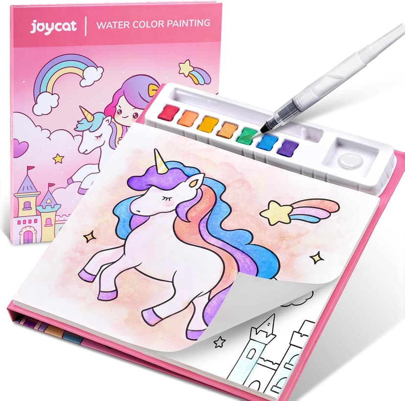 Watercolor Painting Set for Kids Ages 3-5 & 4-8, Arts & Crafts Drawing Activity Travel Toy, Birthday Gifts for Boys & Girls JoyCat Paint with Water Coloring Books for Toddlers (Magical Pony) B0CTHQJF57