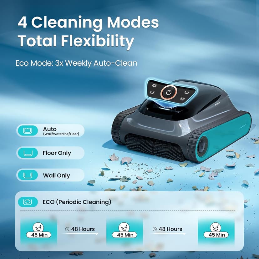 (2025 Upgrade) Aiper Scuba S1 Robotic Pool Cleaner, Wall & Waterline Cleaning, Double Filtration, Extended 180-Min Battery Life, Smart Navigation, App Support, OTA Upgrade