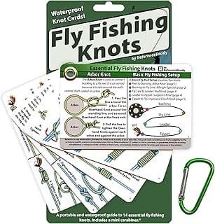 Fly Fishing Knot Cards - Waterproof Guide to 14 Essential Fly Fishing Knots - Includes Mini Carabiner