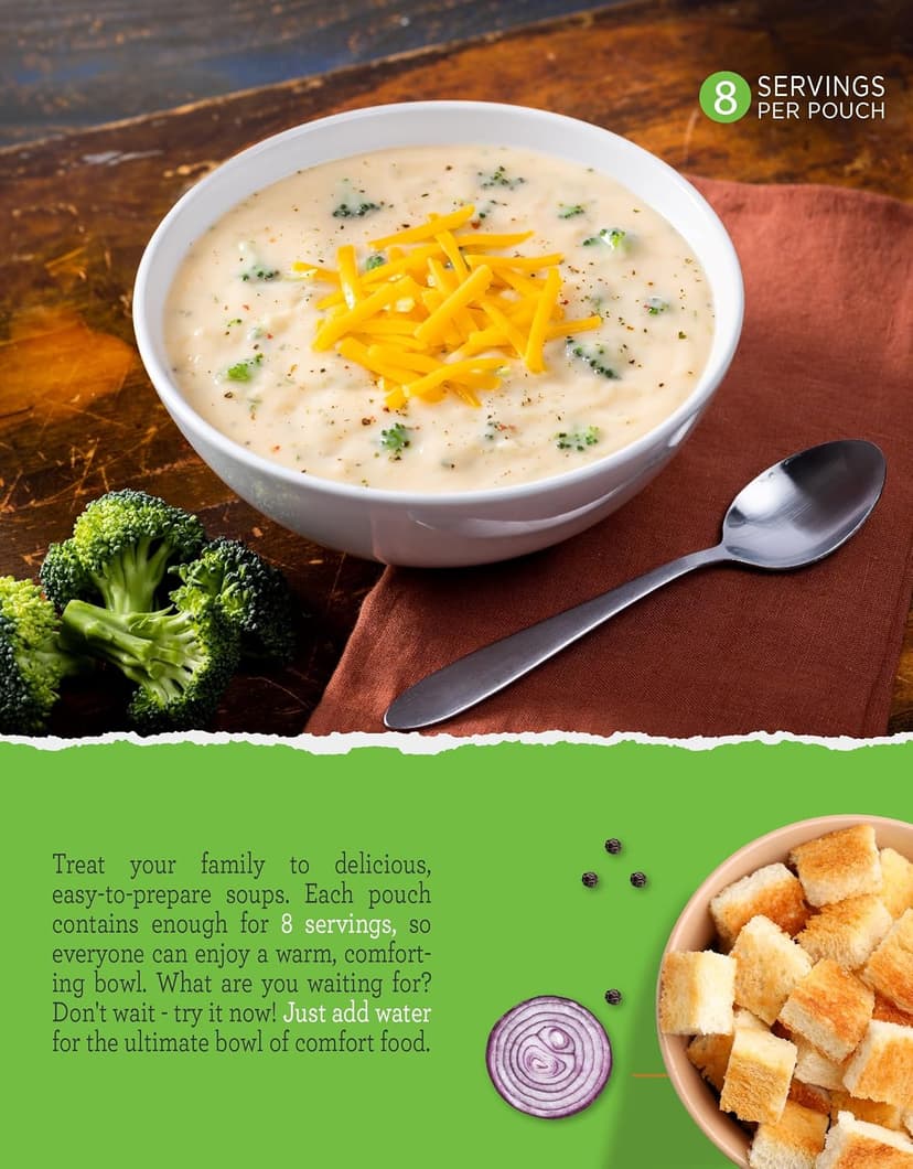 READYWISE - Simple Kitchen, Soup Sampler, Variety Pack, 8 Servings Per Pouch, Soup Mix, Family Size, MRE, Gluten Free, Freeze Dried Food, Ready To Eat Meals, Hiking & Backpacking Food, Soup for Family, Pack of 5