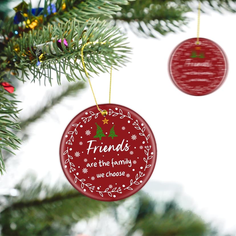 GGEB Friend Christmas Ornaments Gifts for Women Men - 3" Ceramic Christmas Tree Friendship Ornaments for Best Friends Coworkers Bestie Sister - Good Friends Birthday Gifts Ideas Xmas Decorations