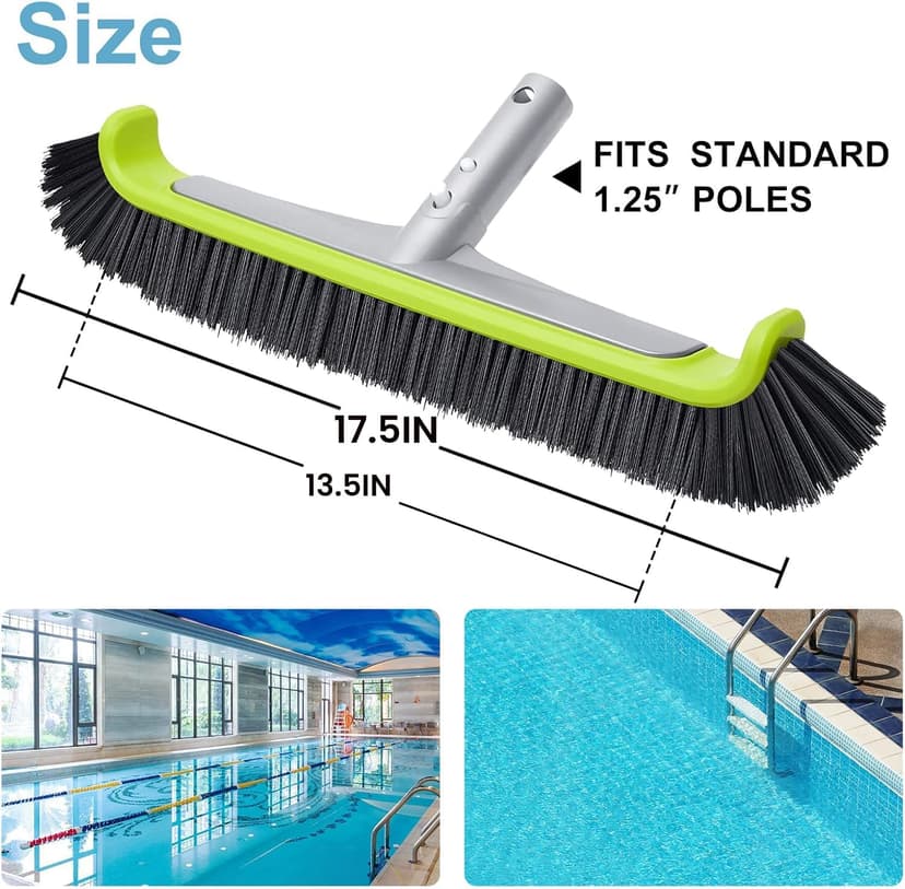 Sepetrel 17.5" Pool Brush Head for Cleaning Walls,Heavy Duty Inground/Above Ground Swimming Pool Scrub Brushes with Premium Strong Bristle & Reinforced Aluminium Back