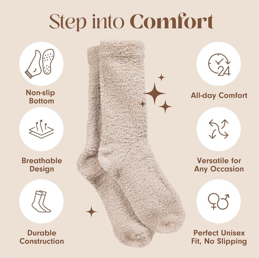 Plush, Breathable Soft Slipper Socks for Women - Comfy Sleep Socks for Self Care, Birthday Gifts Unboxme Gifts Warm & Cozy Ultra-Luxe Cloud Fuzzy Socks, Gifts for Women B0D99Y1VF2