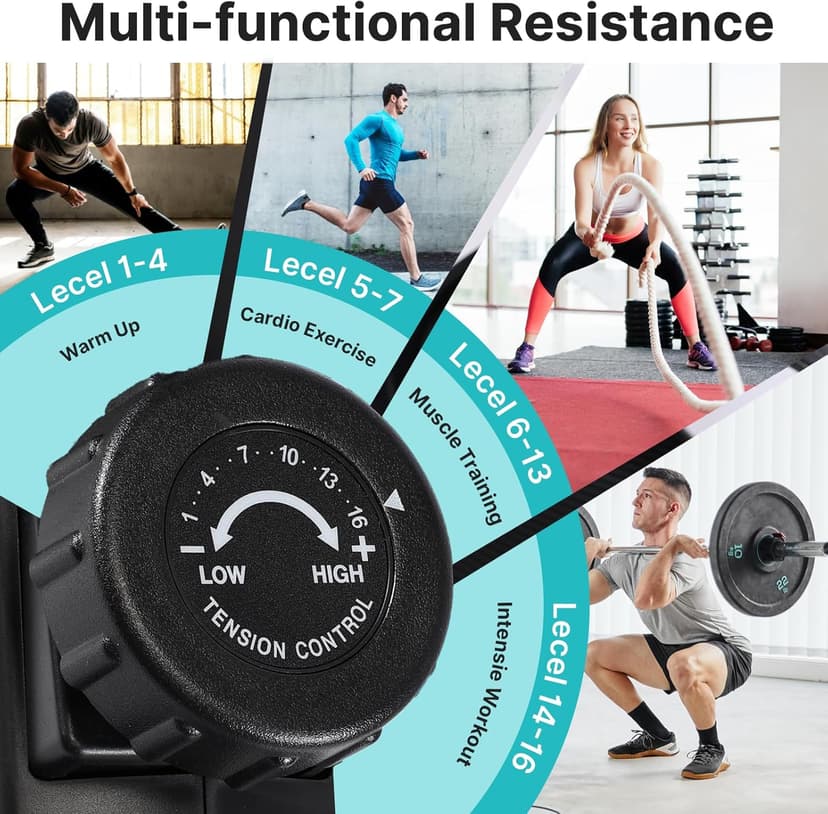 Recumbent Exercise Bike for Home, Quiet Recumbent Stationary Bike with App Sync, 16-Level Magnetic Resistance, Adjustable Seat & LCD Monitor for Adults and Seniors