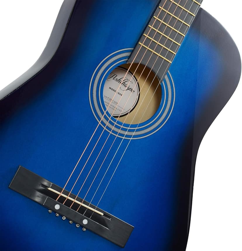 Ashthorpe 38-inch Beginner Acoustic Guitar Package (Blue), Basic Starter Kit w/Gig Bag, Strings, Strap, Tuner, Pitch Pipe, Picks