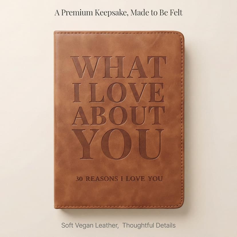 What I Love About You Leather Book – 30 Reasons Why I Love You, Fill-In-The-Blank Journal for Him & Her, Romantic Couples Keepsake (Brown Debossed)