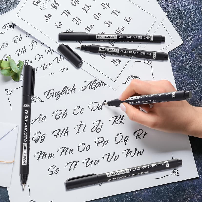 MARTCOLOR Calligraphy Pens, 10 Size Calligraphy Pens for Writing, Brush Pen Calligraphy Set for Beginners, Calligraphy Brush Pens, Hand Lettering Pen for Art Drawing, Sketching, Scrapbooking