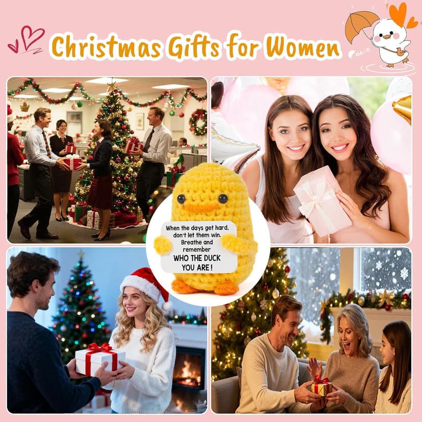 MBL Christmas Stocking Stuffers for Women - Emotional Positive Inspirational Support Small Funny Gag Crochet Duck Pickle Birthday Xmas for Men for Coworker Boss Colleges Her Him Friend