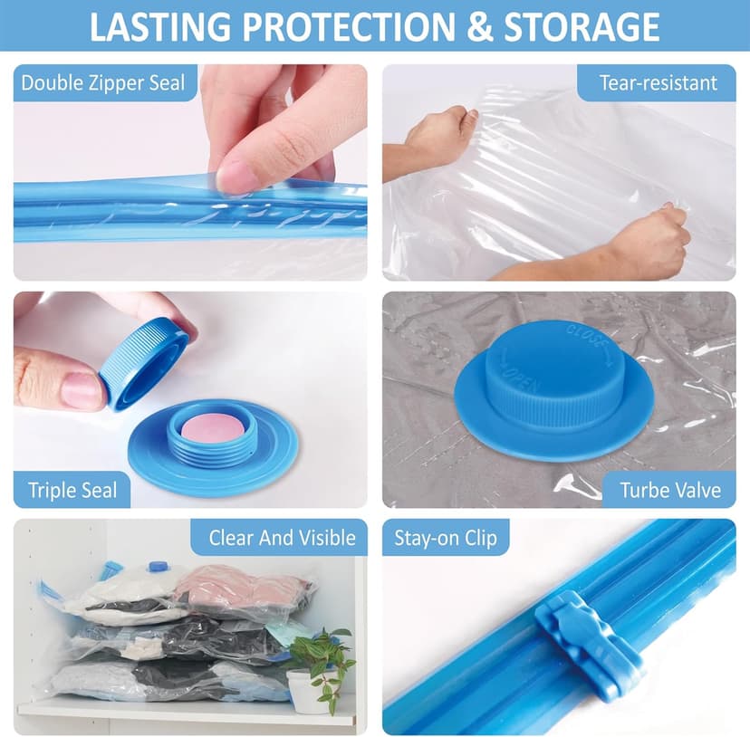 12 Pack Travel Vacuum Storage Bags with Rechargeable Wireless Electric Pump for Luggage, Suitcase, Carry-on Size Vacuum Seal Compression Space Saver Bags for Clothes and Clothing Travel