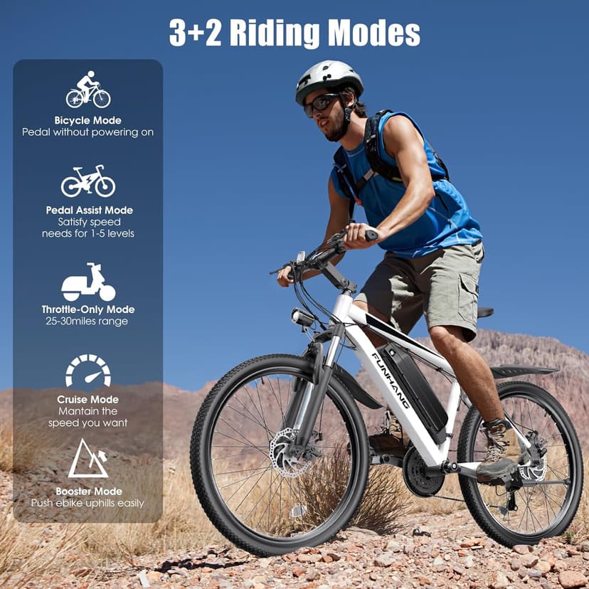 Electric Bike for Adults, 1000W Peak Ebike, 50Miles 21.7MPH Electric Mountain Bike, 26" Adult Electric Bicycle with 48V Removable Battery, Fenders,7 Speed, Front Suspension, UL 2849 Certified