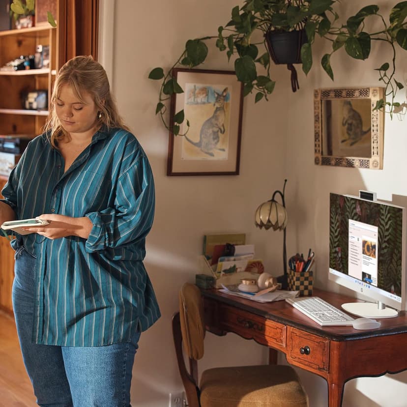 HP 27" FHD Touchscreen All-in-One Desktop Computer, 16GB DDR5 RAM, 1TB SSD Storage, AMD Ryzen 5 7520U Processor, WiFi6, Wireless Keyboard & Mouse, Windows 11