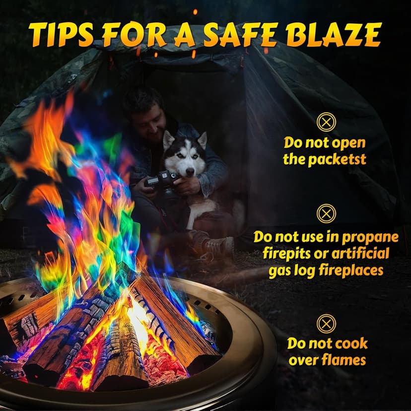 HGD (6 Pack) Magic Campfire Fire Color Changing Packets for Fire Pit, Indoor/Outdoor Fireplace, Bonfire - Rainbow Magical Flame, Camping Accessory, Compatible with Wood B0CHDSB1HB